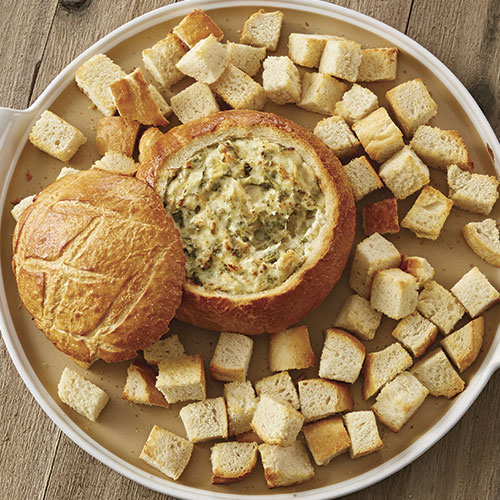 Bread Bowl with Kale & Artichoke Dip Recipes Pampered Chef Canada Site