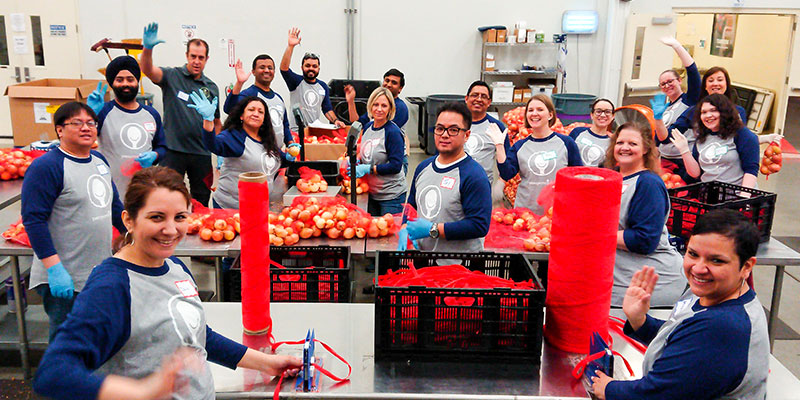 Pampered Chef staff participating in a charitable giving event
