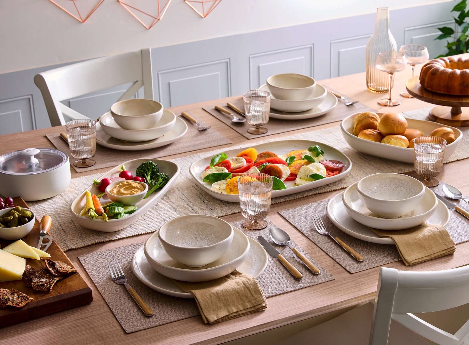Table set with the Pampered Chef Anniversary Dinnerware Set
