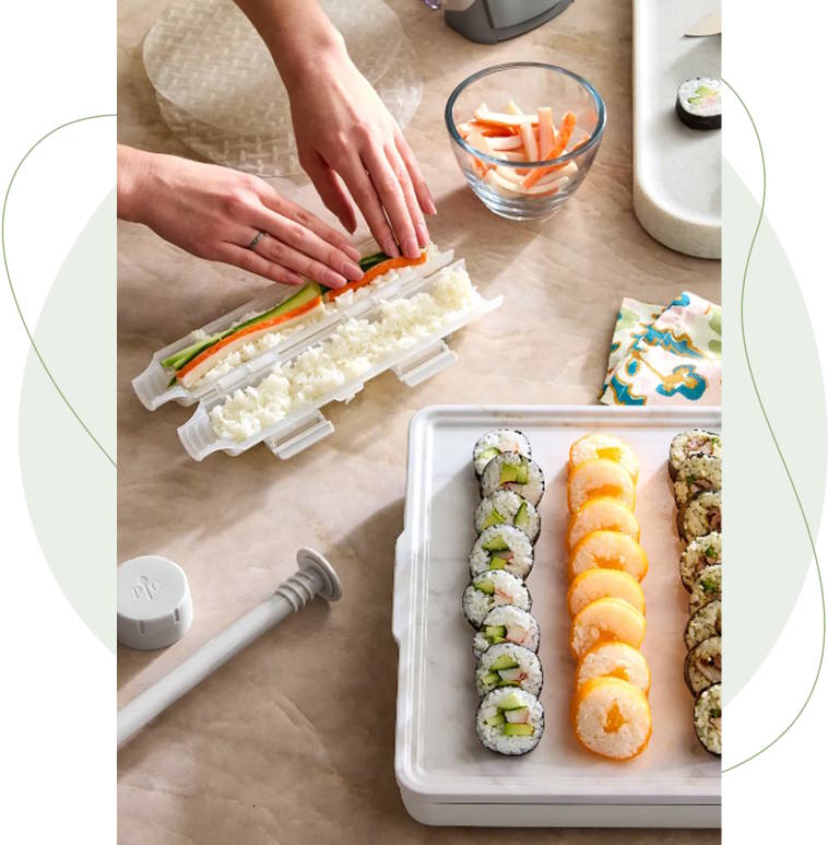 using the easy roll maker to make sushi
