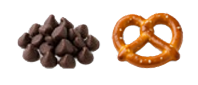 chocolate chips and pretzels