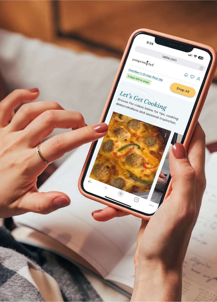 Someone shopping on their phone using the Table platform