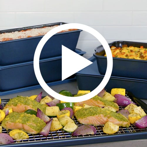 Play Brilliance Nonstick Half Sheet Pan With Rack Video