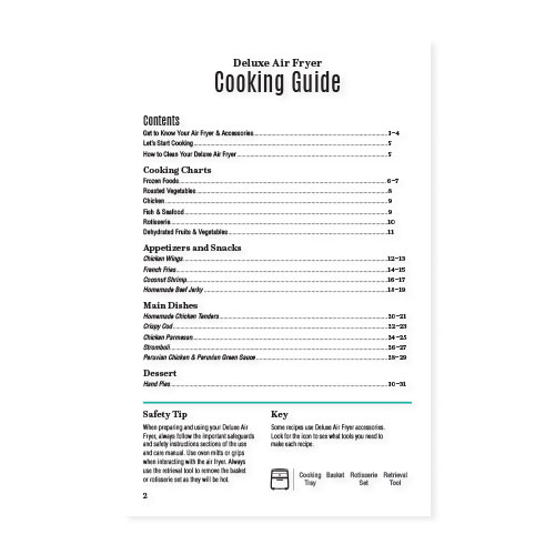 Replacement Deluxe Air Fryer Cooking Guide