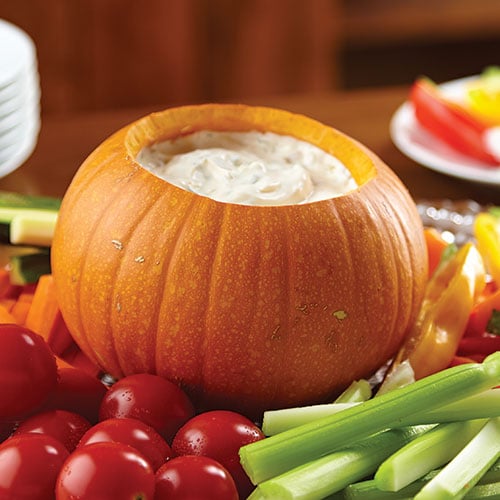 Festive Pumpkin Bowl with Dip