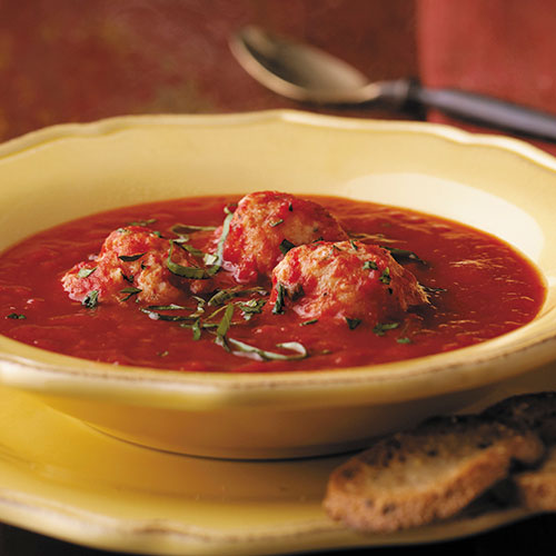 Tomato-Basil Soup with Ricotta Dumplings