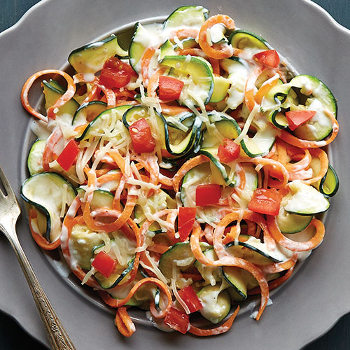 Veggie Noodles with Greek Yogurt Alfredo Sauce