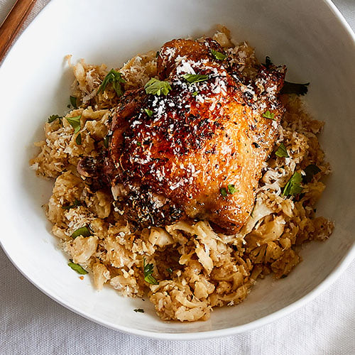 Garlic Parmesan Chicken With Cauliflower Mash