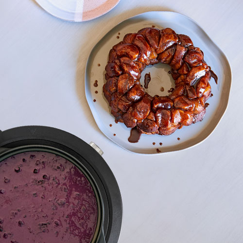 Chocolate Pull-Apart Bread With Blueberry Sauce