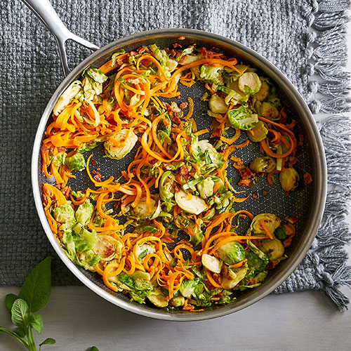 Butternut Squash Pasta With Brussels Sprouts & Bacon