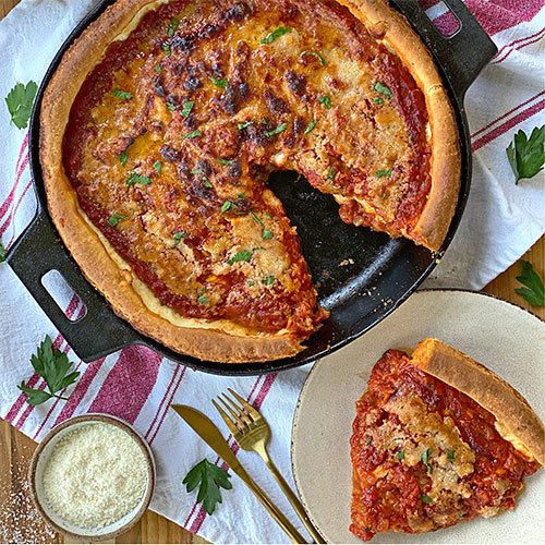 Cowboys and Cast-Iron Skillet Chicago Deep Dish Pizza