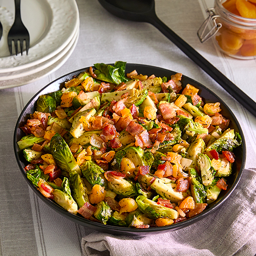 Brussels Sprouts With Bacon & Apricots
