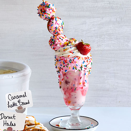 Strawberry Sprinkled Donut Milkshake
