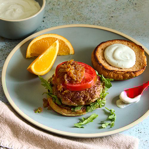 Blue Cheese Burger with Caramelized Onions