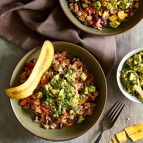 Pressure Cooker Beans & Rice With Avocado Chimichurri