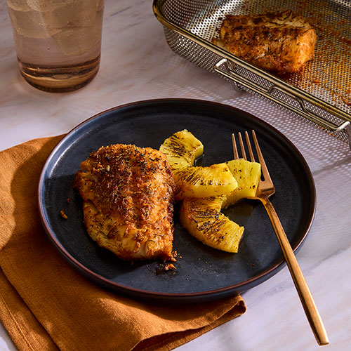 Blackened Cod With Grilled Pineapple