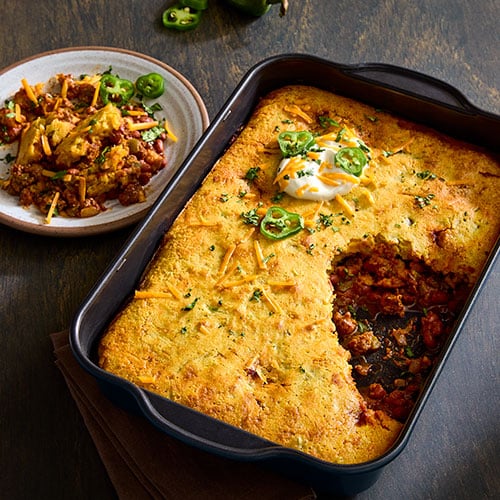 Chili & Cornbread Bake
