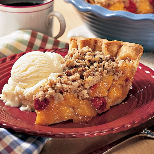 Streusel Peach Melba Pie