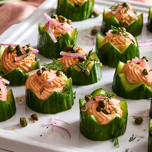 Cucumber & Smoked  Salmon Canapes