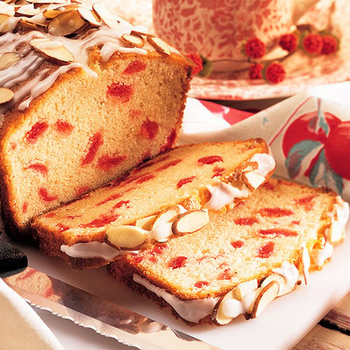 Cherry Eggnog Tea Bread