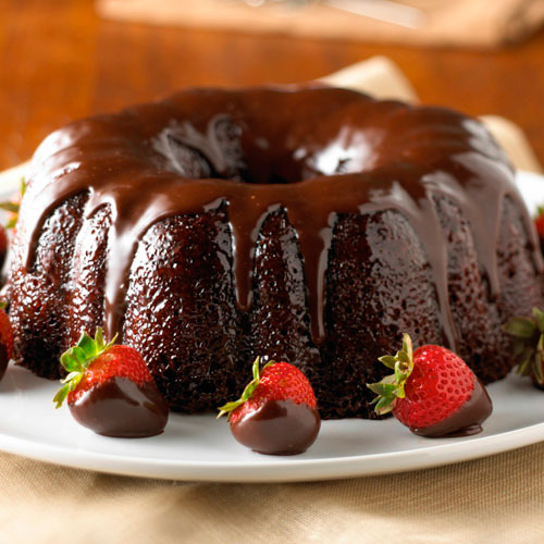 Chocolate Velvet Cake with Strawberries
