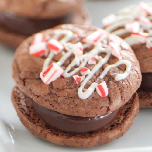 Peppermint Fudge Cookie Sandwiches