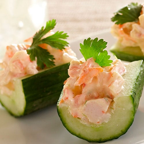 Zesty Crab Salad in Cucumber Boats