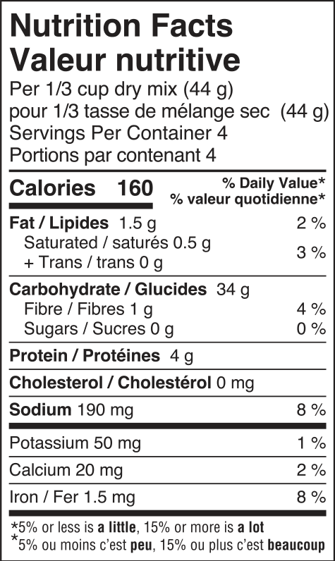 nutrition information