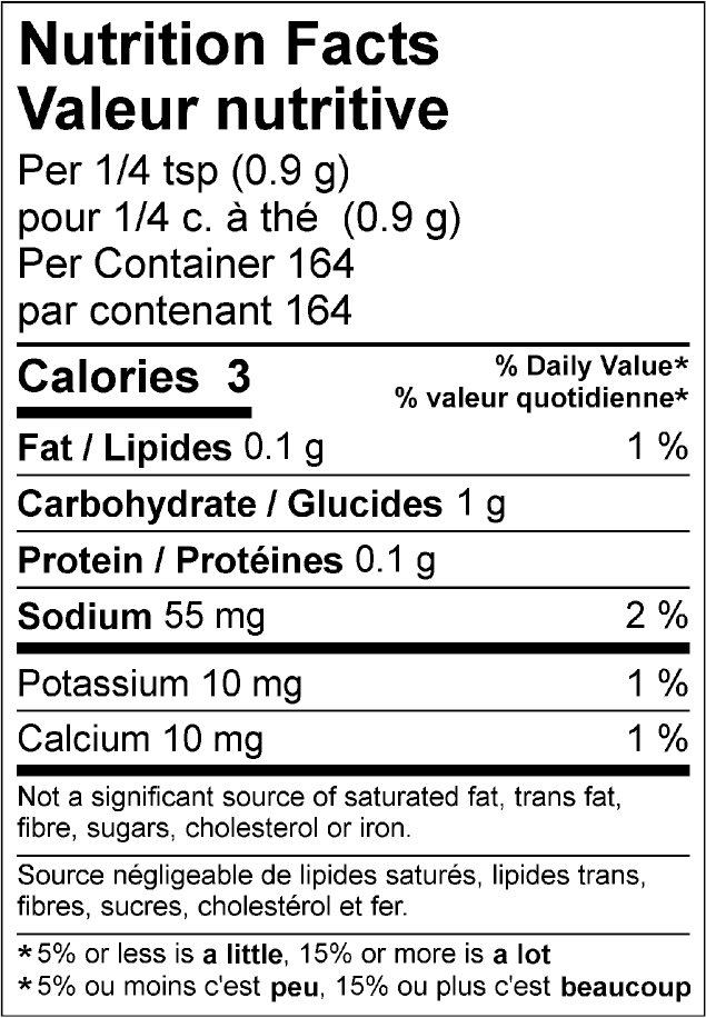 nutrition information