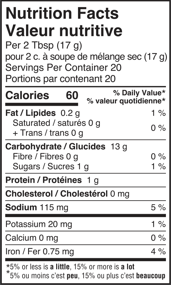 nutrition information