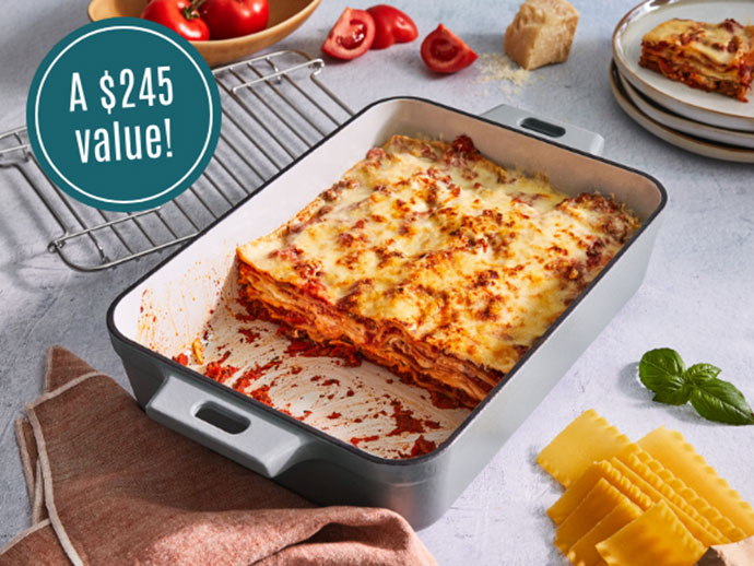Earn a free Enameled Cast Iron Pan, a $245 value!