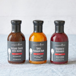 Three sauce bottles